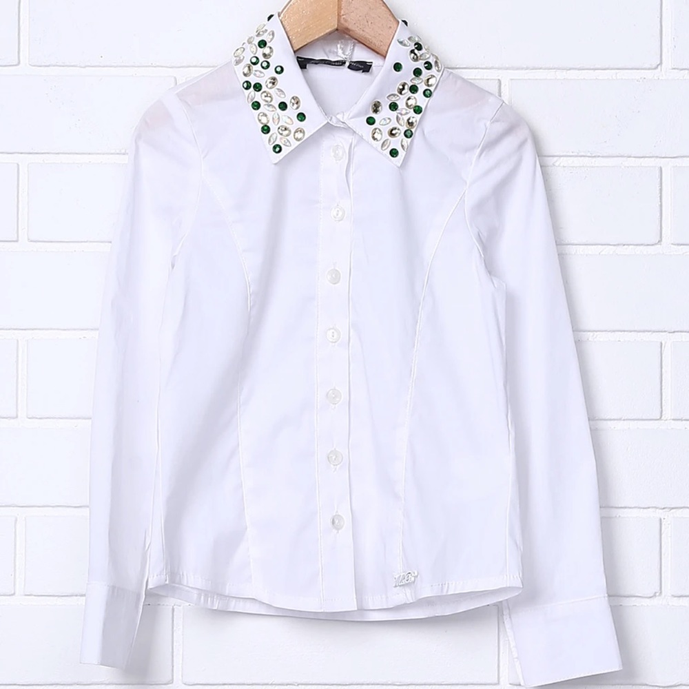 Miss Blumarine White Plain Long Sleeve Blouse